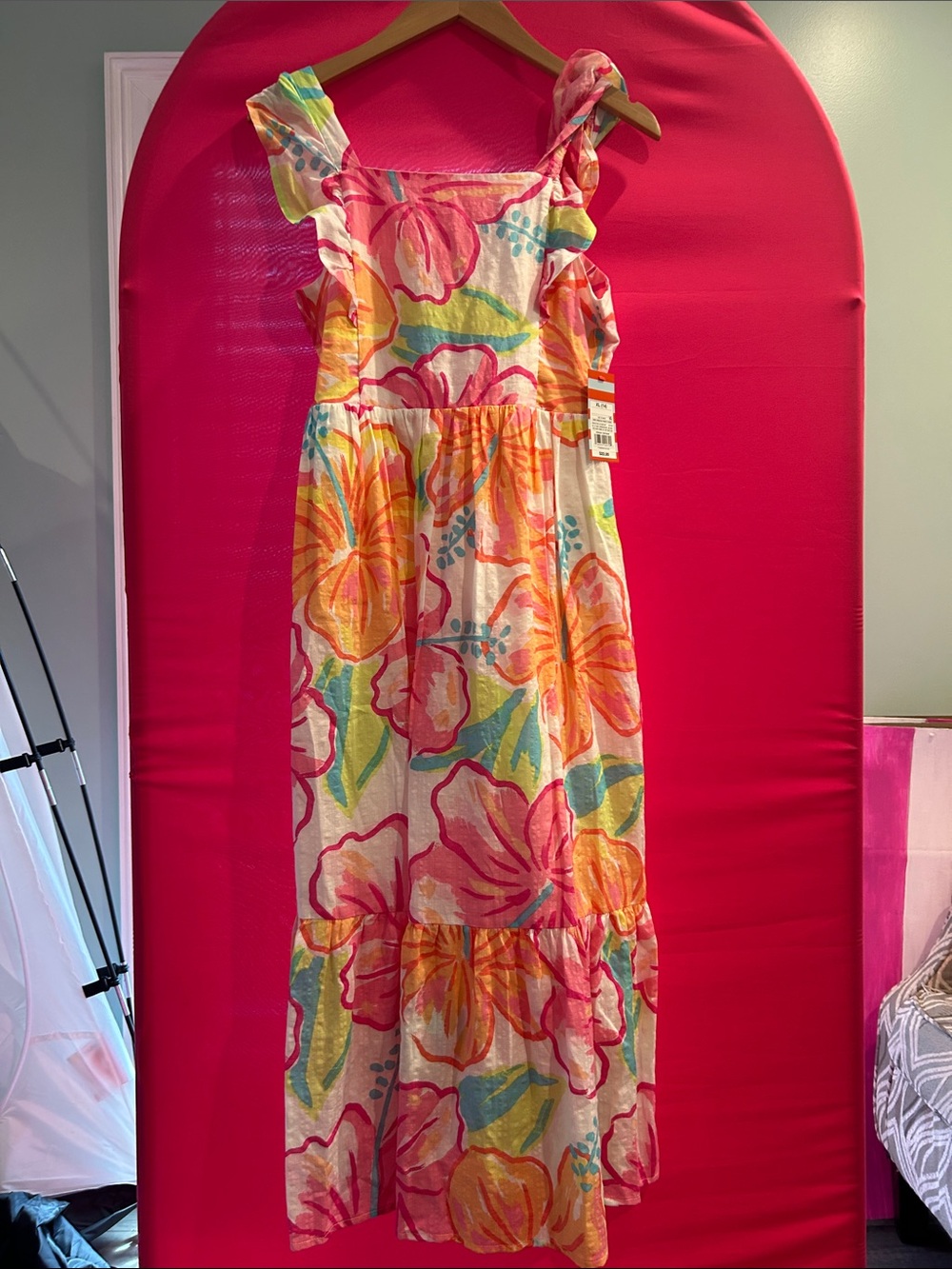 Cat & Jack Pink, Orange & Green Floral Maxi Dress for Girls